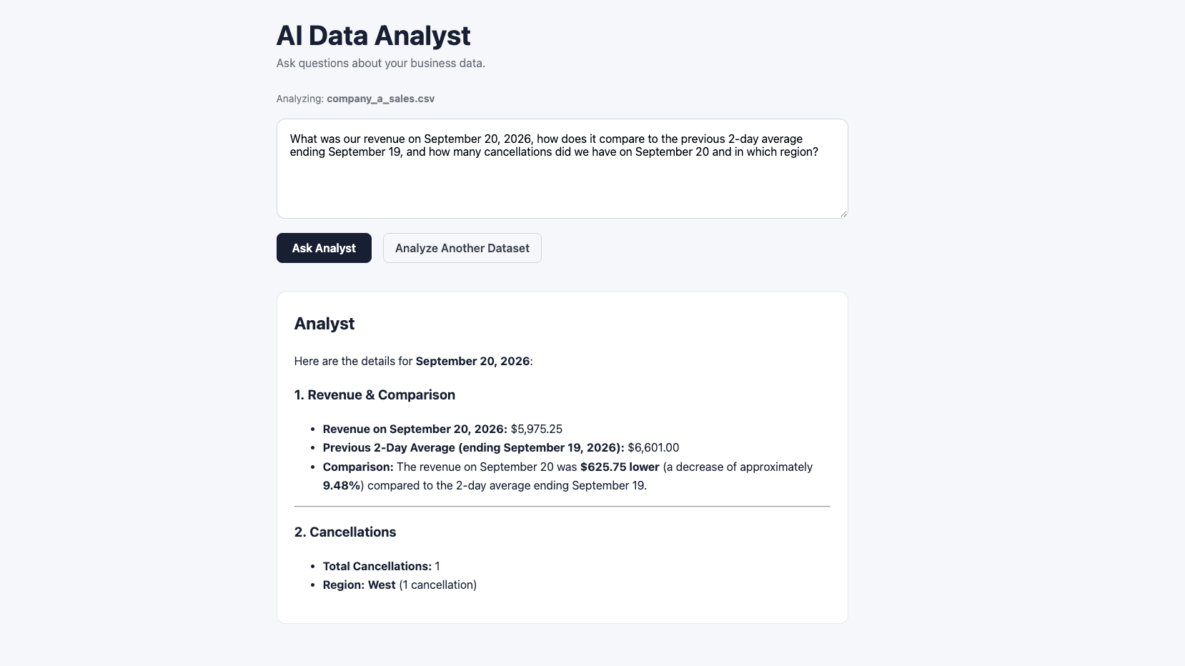 AI Data Analyst screenshot